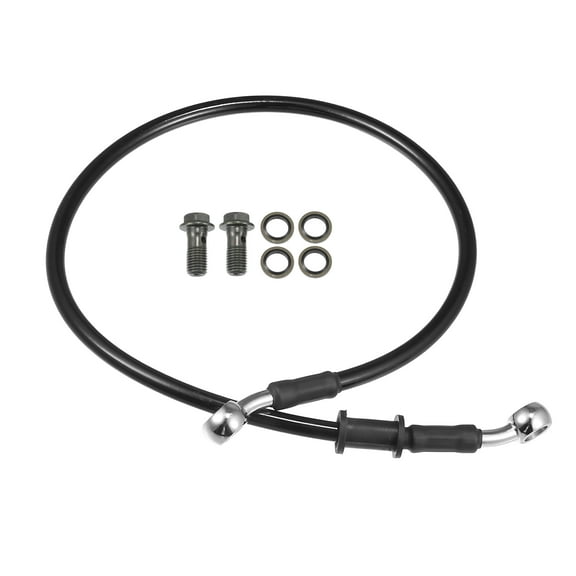 Unique Bargains Brake Hose Motorcycle ATV Braided Hydraulic Brake Line Oil Hose Pipeline 60cm Black Silver Tone 1 Set