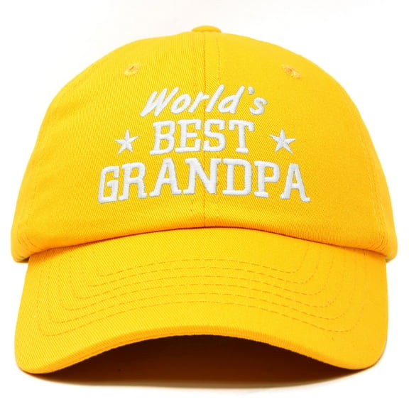 DALIX Worlds Best Grandpa Dad Hat Grandfather Gift Cotton Cap in Gold