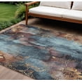 thumbnail image 2 of HomeRoots 623382 10 x 14 ft. Blue & Gold Floral Washable Transitional Indoor & Outdoor Rectangle Area Rug, 2 of 9