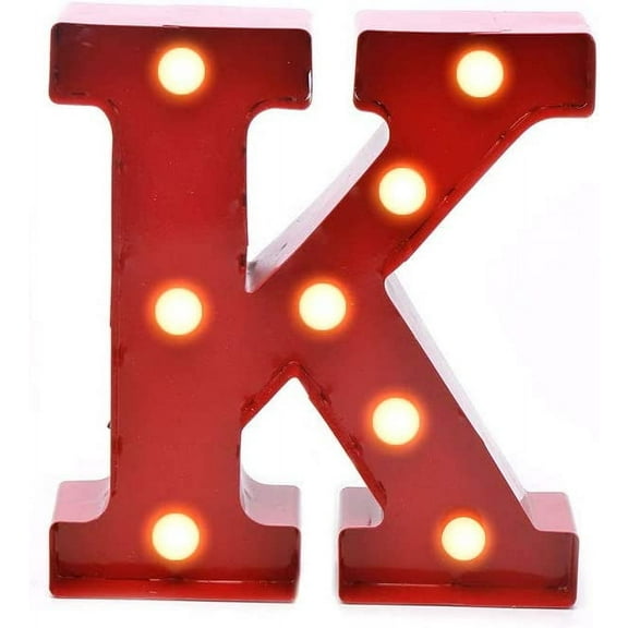 Home by Jackie Inc Decorative Red Vintage Metal Hanging Light up LED Letter “K”