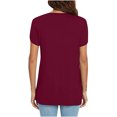 thumbnail image 4 of JINMGG Womens Tops,Fashion Women Casual Petal Sleeve Short Sleeve V-Neck Solid Tops Blouse Wine XL, 4 of 6