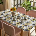 thumbnail image 3 of Yellow Floral Table Cloths for 5 Foot Rectangle Tables, Abstract Watercolor Flower Leaf Plant Patio Waterproof Elastic Fitted Tablecloths, Washable Rectangular Table Cover for Camping, 3 of 8