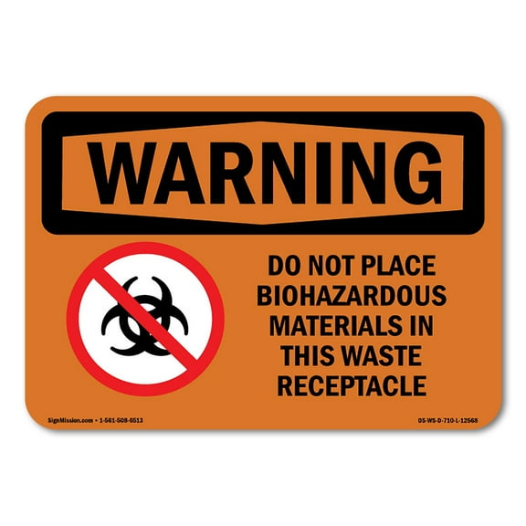 OSHA WARNING Sign - Do Not Place Biohazardous Materials | Plastic Sign | Protect Your Business, Construction Site, Warehouse & Shop Area | Made in the USA