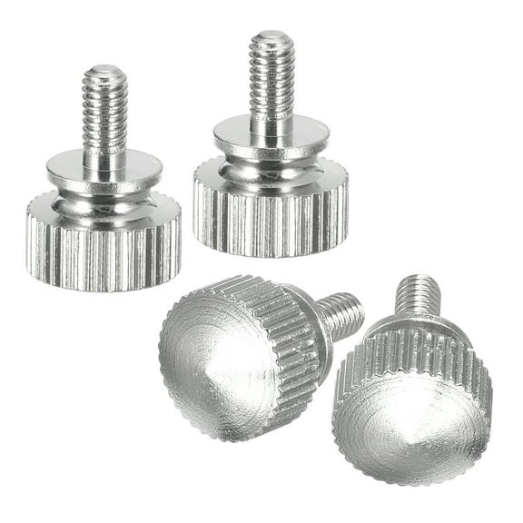 M3x6mm Knurled Thumb Screws, 4 Pack Brass Thumb Screws with Shoulder, Silver Tone