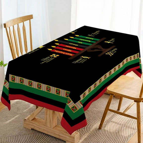Kwanzaa Tablecloth Kinara African American Harvest Festival Table Cloth Cover Decoration Kitchen Dining Room Home Table Decor - 60×84inch