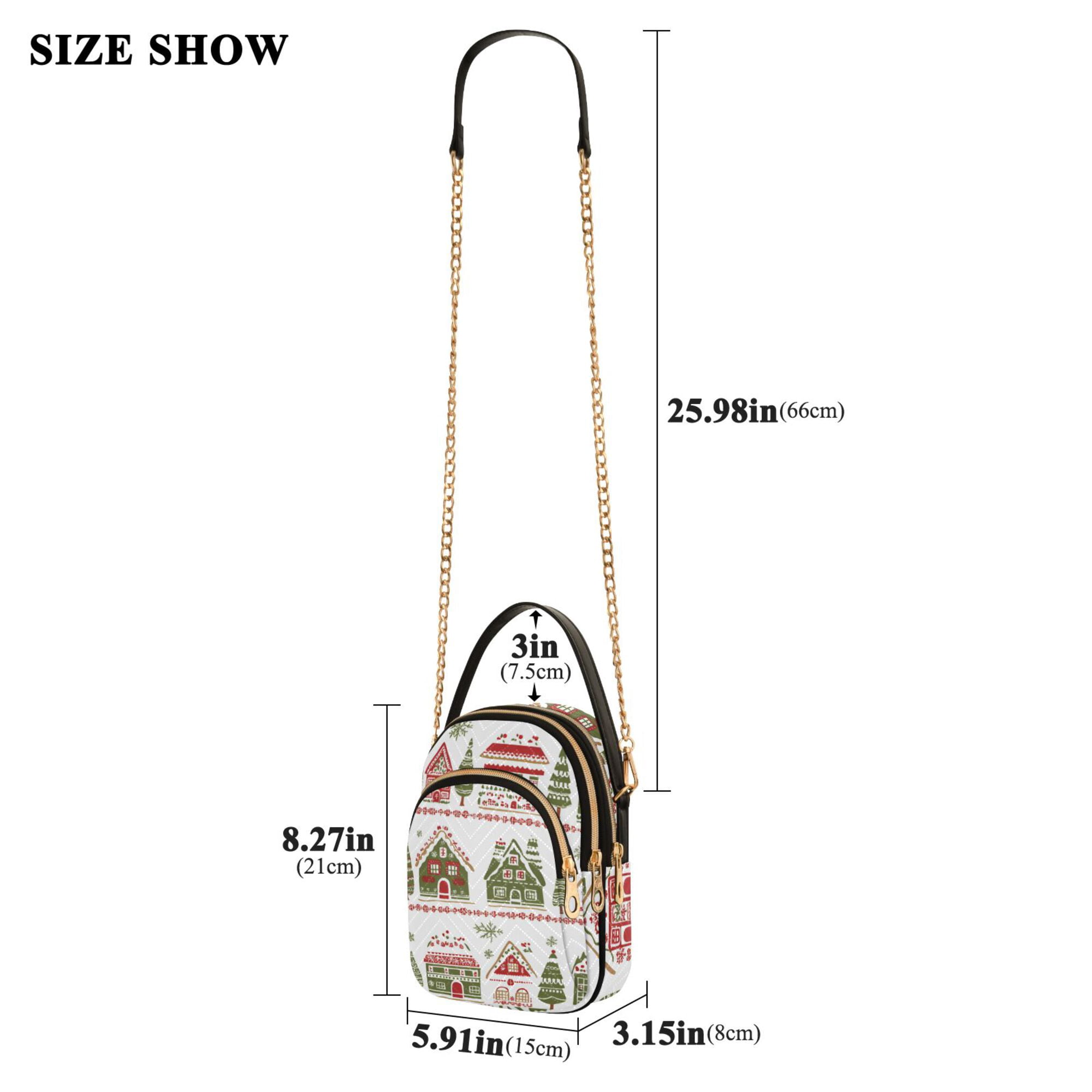 FORMRS Crossbody Bag for Women Quilted Travel Shoulder Cell Phone Purse with Chain Strap Handbag, Red Christmas House