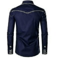 thumbnail image 2 of Mens Western Cowboy Shirt Embroidered Long Sleeve Casual Slim Fit Button Down Shirt, 2 of 4