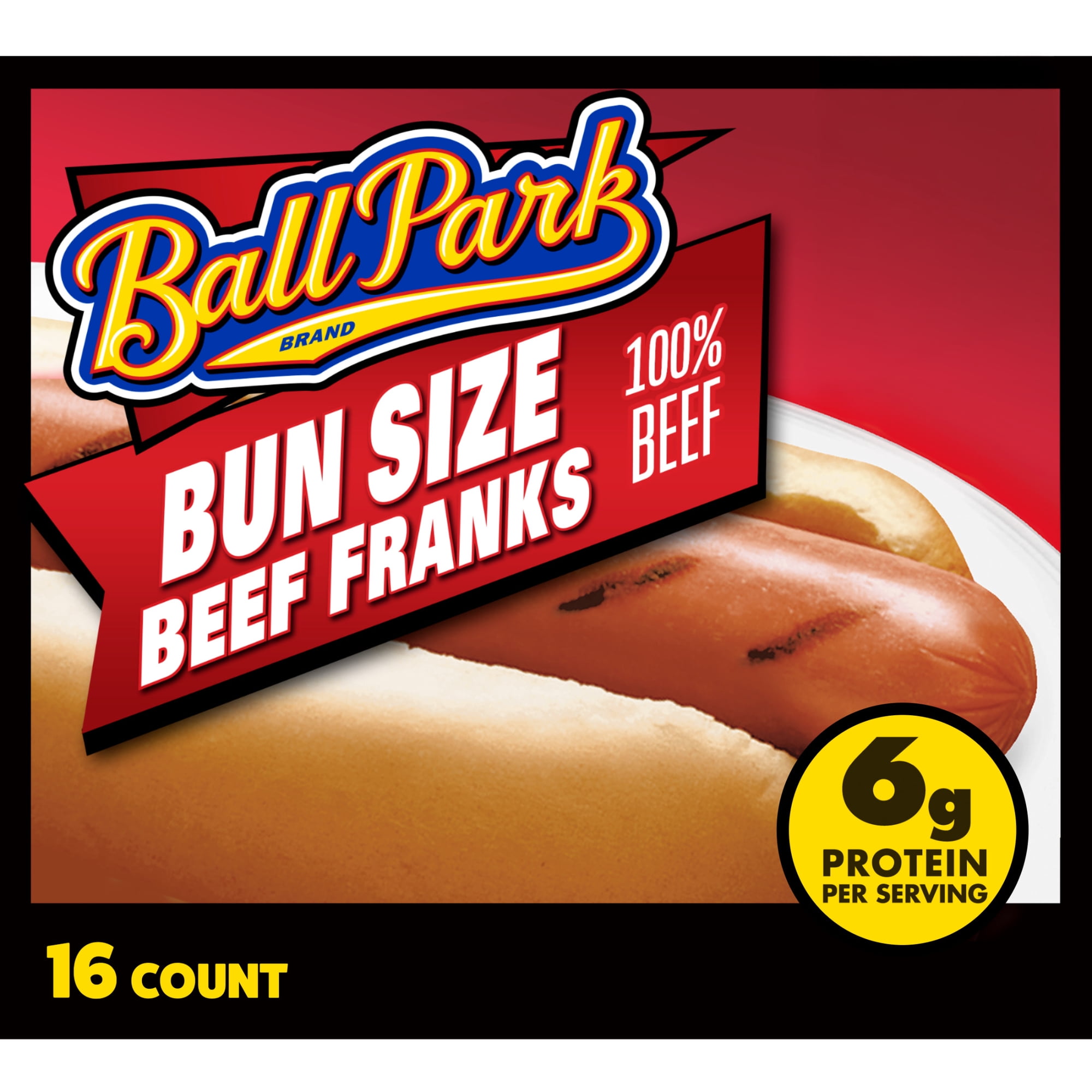 Ball Park Bun Length Beef Hot Dogs, 30 oz, 16 Count