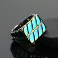 thumbnail image 2 of PAMTIER Men's Stainless Steel Retro Personality Punk Cool 14MM Twist Chain Stripe Pattern Biker Ring Hip Hop Statement Band Rainbow Size 11, 2 of 4