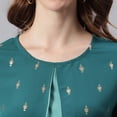 thumbnail image 7 of Janasya Indian Round Neck 3/4 Sleeve Gold Print Green Poly Crepe Kurta For Women, 7 of 7