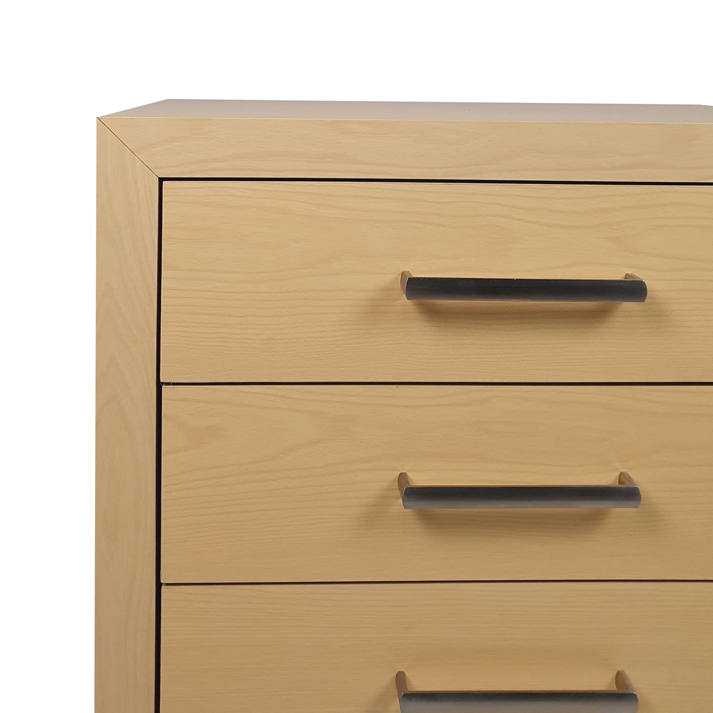 Noble House Cayuga Faux Wood 2 Piece 4 Drawer Dresser and Nightstand Bedroom Set, Natural and Black
