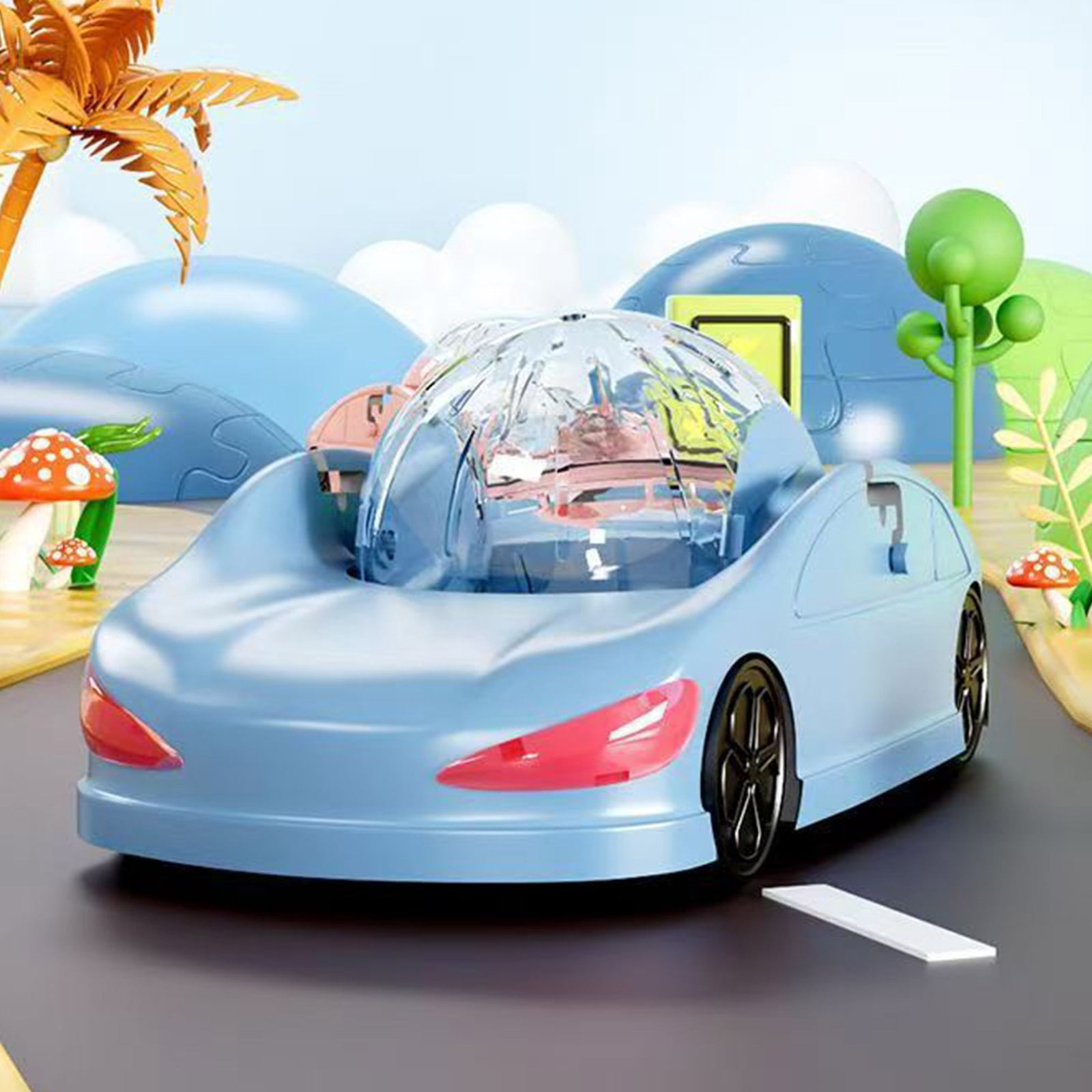 Hamster Activity Car Toy Exercise Fitness Wheel Clear Running Vehicle for Small Pet Hamsters Ferrets and