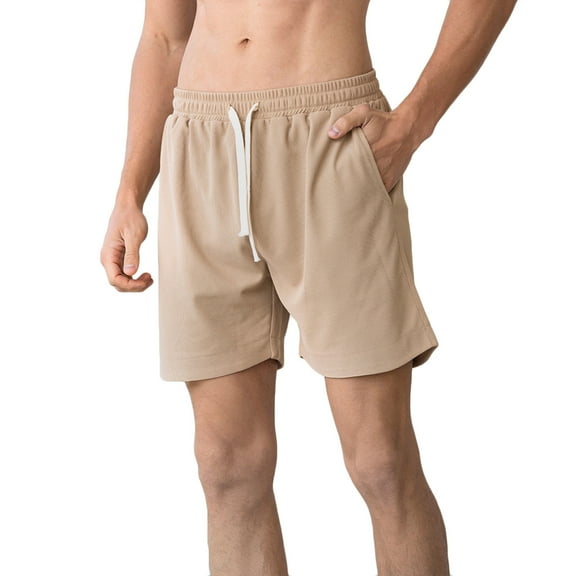 Puntoco Cargo Shorts Drawstring Pants,Mens Casual Fashion Drawstring Elastic Waist Solid Side Pockets Short Pants Khaki 10(XL)