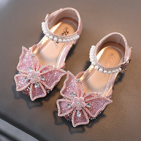 

Baozhu Toddler Little Girls Butterfly Rhinestone Glitter Dress Shoes Wedding Flat Sandals