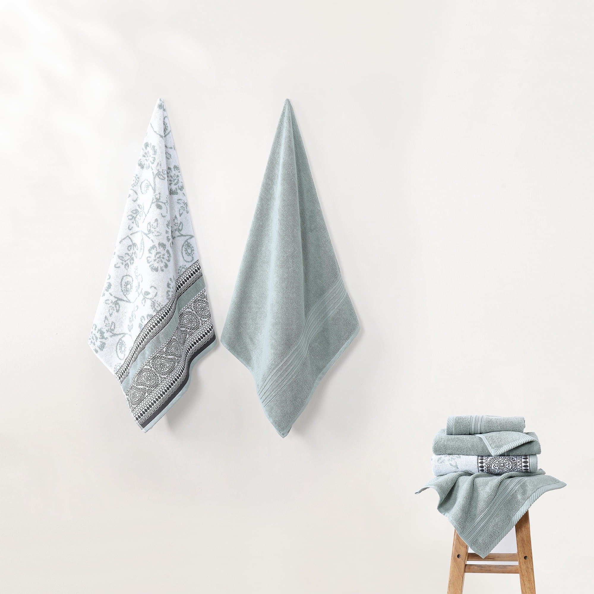 Modern Threads Ophelia 6-Piece Cotton Adult Bath Towel Set, Dark Sage