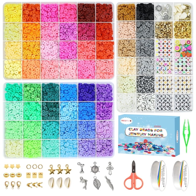 Kit para hacer pulseras Redtwo Clay Beads, 10000 unidades, 60 colores
