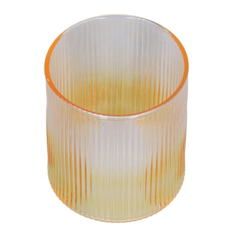 

Borosilicate Glass Cup Hand Craft Gradient Vertical Stripes Glass Cup For Cappuccino For Latte For Water Yellow