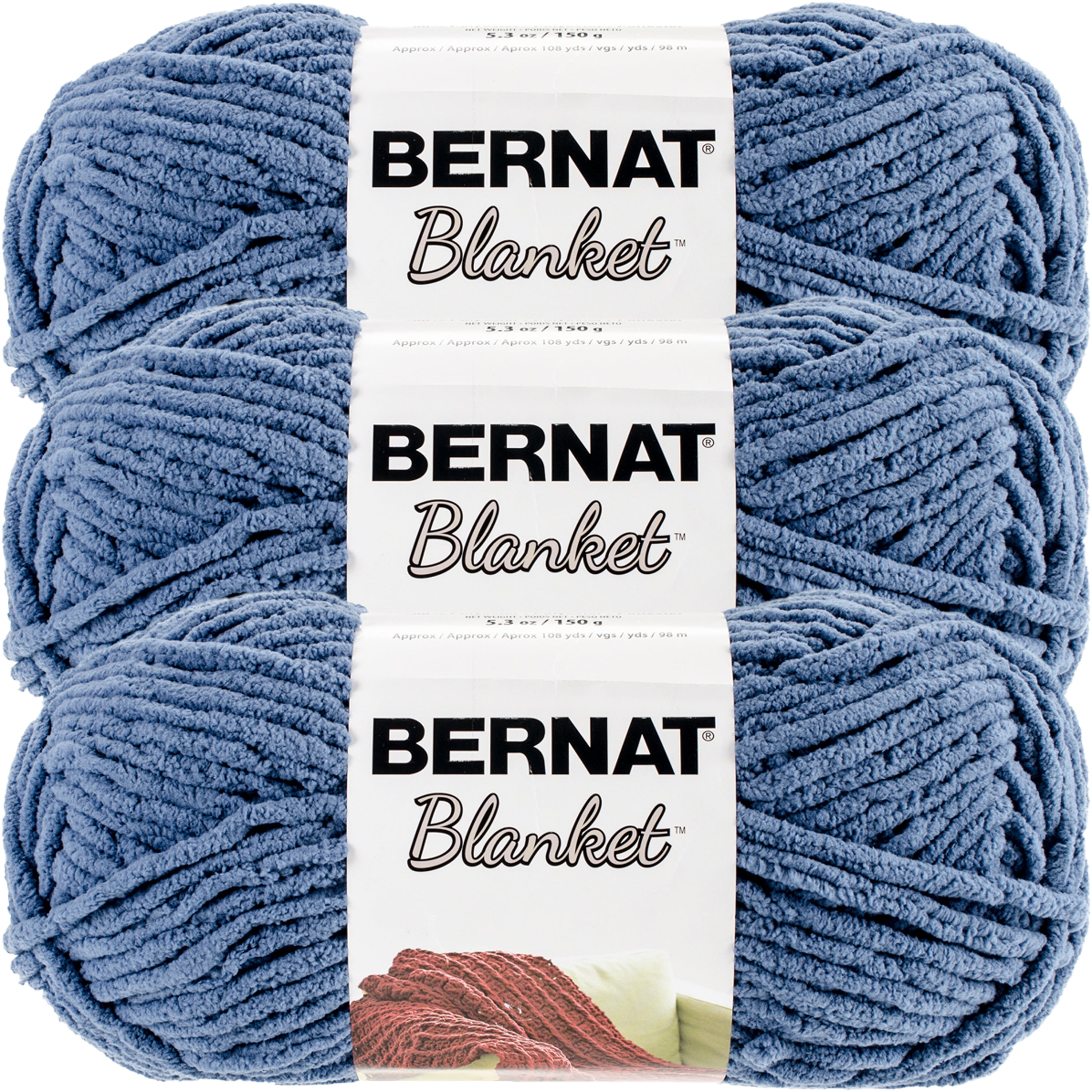 Bernat Blanket Yarn-Country Blue, Multipack Of 3