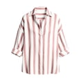 Ashirexll Summer Tops for Women Casual Striped Button Down Loose ...