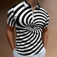 thumbnail image 2 of Black And White Op-Art Spiral Men Zipper T-shirt Summer Casual Short Sleeve T-shirt Top, 2 of 7