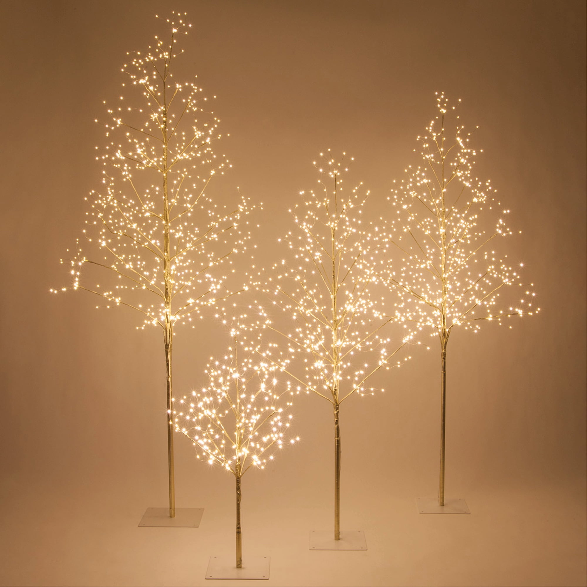 Wintergreen Lighting 7ft Lighted Tree Decoration with Gold Branches, 930 Warm White Fairy Lights, Fairy Light Tree