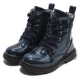 thumbnail image 2 of DADAWEN Boys Girls Ankle Boots Combat Boots Waterproof Boots with Side Zipper Pearl Blue 3 Little Kid, 2 of 7