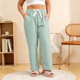 thumbnail image 2 of SBYOJLPB Women Striped Pants with Drawstring Elastic Waist Wide-Leg Casual Trousers, 2 of 5