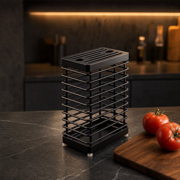 Kieccall Wall Mounted Stainless Steel Knife Holder Kitchen Utensil Organizer Storage Rack Gift