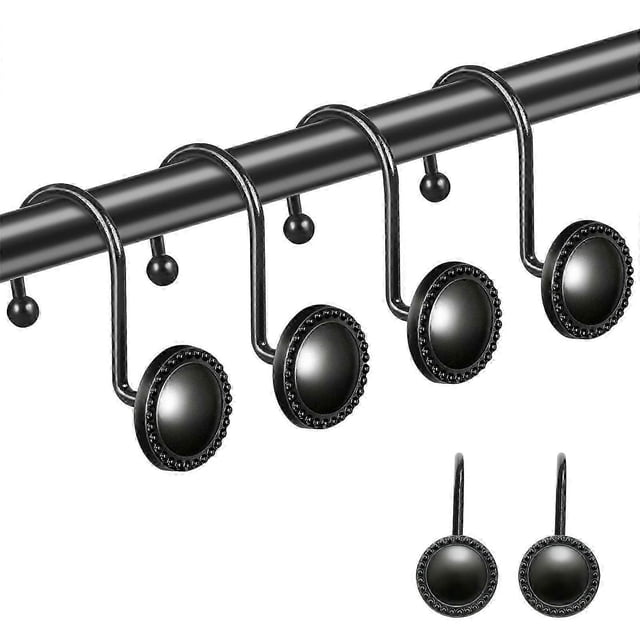 12 Set Shower Curtain Hooks Rings Decorative Rust Resistant for Bathroom Curtain Glide