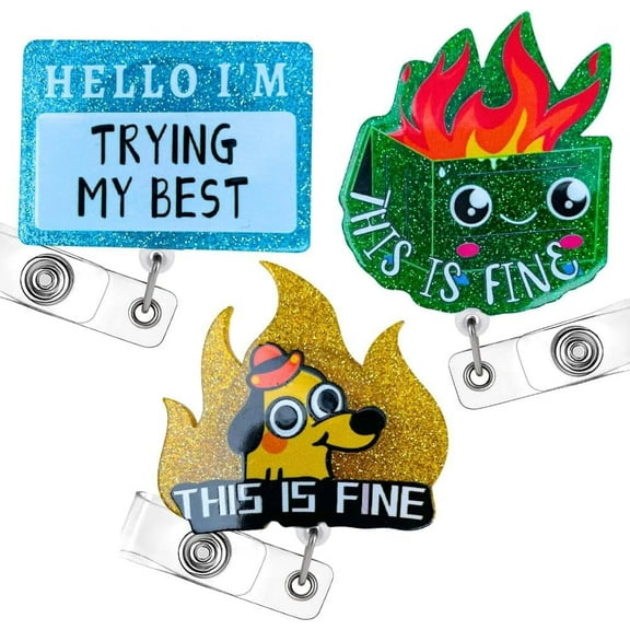 YJ Premiums 3 PC Funny Badge Reel Retractable with ID Name Tag Card for Best Work Office Coworker Accessories Gift