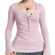 thumbnail image 4 of Mujeres Básicas Manga Larga Tops Encaje Patchwork de Punto Blusa, Slim Fit Cuello U Base Camisa para Primavera Invierno, 4 of 9