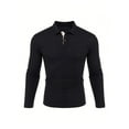 thumbnail image 2 of SANOPY Men's Cropped Long Sleeve Polo Shirts Relaxed Fit Basic Shirt Tops, 2 of 6