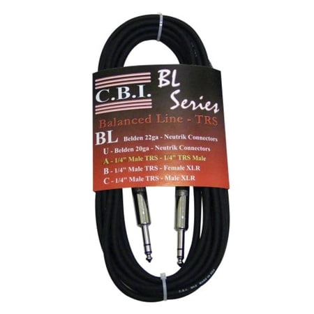 CBI BL2A 1 4 TRS To 1 4 TRS Balanced Guitar Instrument Cable 15 Feet
