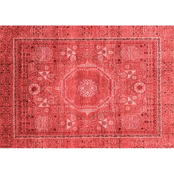 Ahgly Company Machine Washable Indoor Rectangle Abstract Red Modern Area Rugs, 3' x 5'