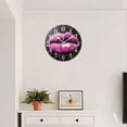 thumbnail image 4 of Decorative Round Wall Clocks Non-Ticking Silent Battery Operated Clocks with Photo for Bedroom,Living Room-Vibrant Pink Lipstick On Black Wall(16inch), 4 of 4