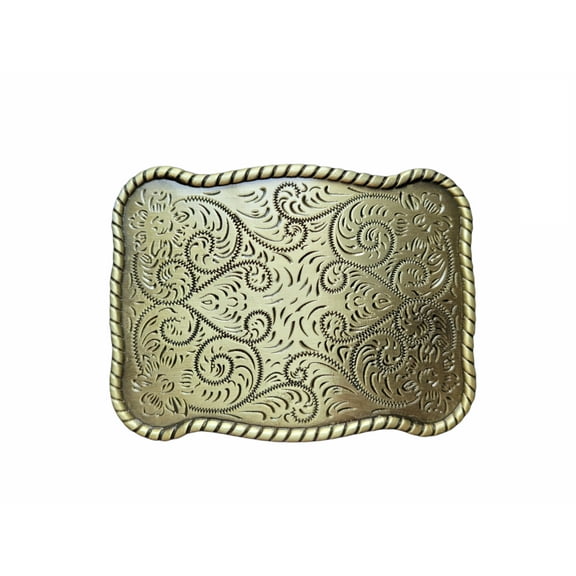 Antique Brass Finish Western Cowgirl Cowboy Floral Belt Buckle