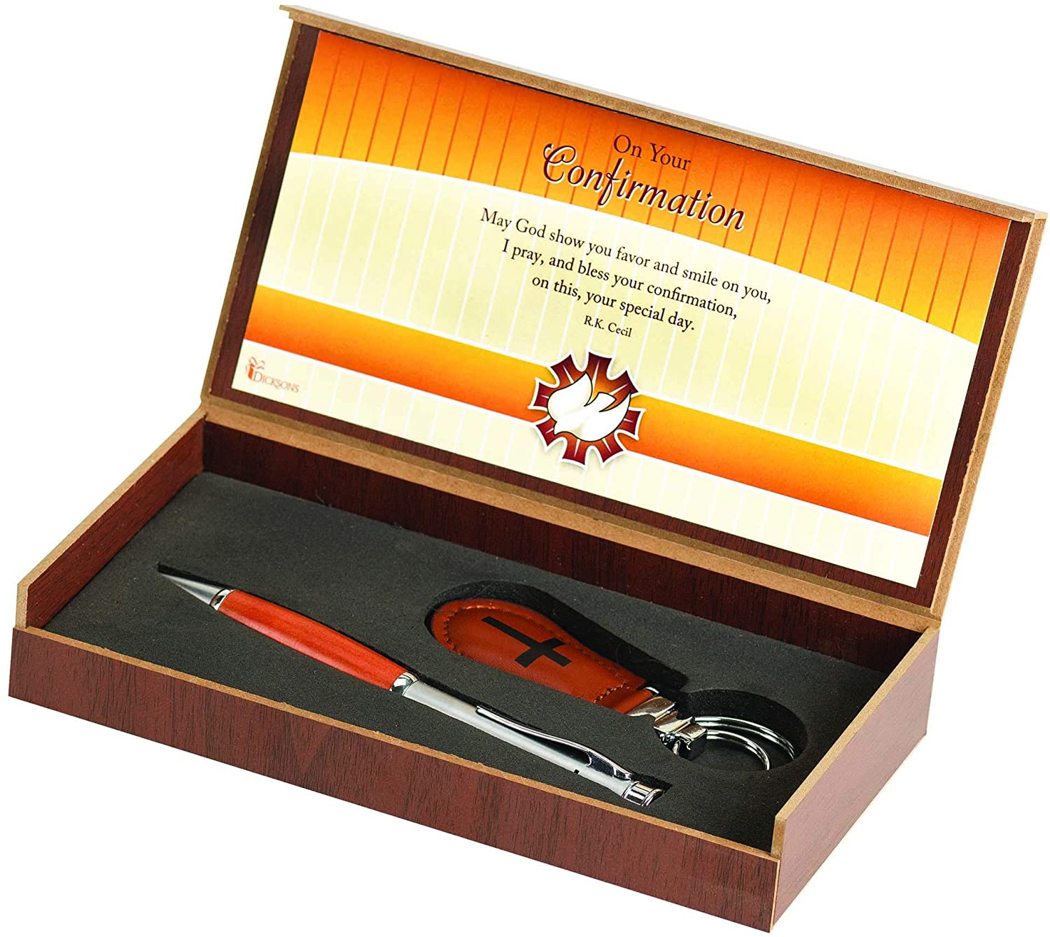 On Your Confirmation Orange 7.5 x 4 Metal Pen and Key Chain Boxed Gift Set