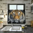 thumbnail image 6 of Beautiful Tiger Half Window Tier Curtains 36 Inch Blackout Thermal Insulating Kitchen Linen Tier Curtains for Kitchen, Bathroom, Cafe Home Decor, 6 of 7