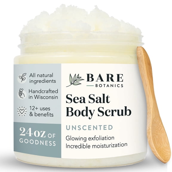 Bare Botanics Sea Salt Scrub Unscented Body Scrub 24 oz