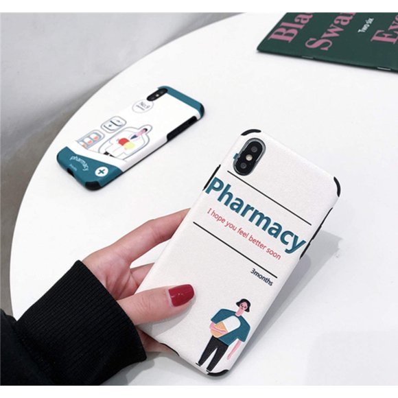 Creative Remains Pills iPhone X/XR/XS MAX Case, Pharmacy Cartoon Cute Doctor Shatter-Resistant iPhone 7/8 Plus Cover (Pharmacy, iPhone Xs MAX)