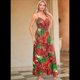thumbnail image 5 of Vestido de Verano 2025 para Mujer, con Estampado Floral, Lazo Frontal, Tirantes Finos, Informal, Bohemio, para Playa, Suelto, Rojo, Talla L, 5 of 6