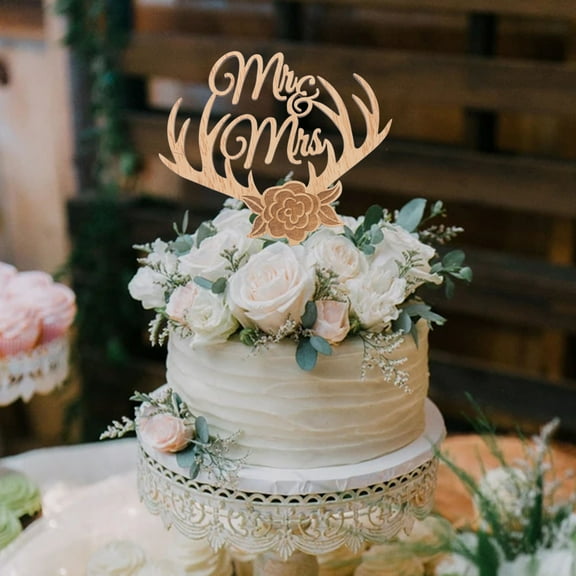 ELAYARD Khaki Wooden Cake Picks for Wedding Cake Decoration Lightweight Reusable