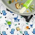 thumbnail image 5 of JumpOff Jo - Large Splat Mat, Waterproof and Washable, for Under Highchair, Booster Seat, Tabletop, On Carpet - Protects from Spills, Messes, Crafts - 51 x 51 inches - Blue Dinosaur, 5 of 8