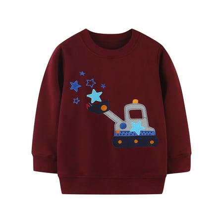 

Dadaria Toddler Sweatshirt 1-7T Children Kids Boys Cartoon Dinosaur Animal Tops Casual Sweatshirt Pullover Wine 3 Toddler
