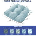 thumbnail image 3 of Chair Cushions for Dining Chairs Set of 6, Kitchen Chair Cushions, Chair Pads with Ties and Non Slip Backing, Tufted Memory Foam Seat Cushion 6 Pack, 15.5" x 15.5" x 4", Baby Blue, 3 of 14