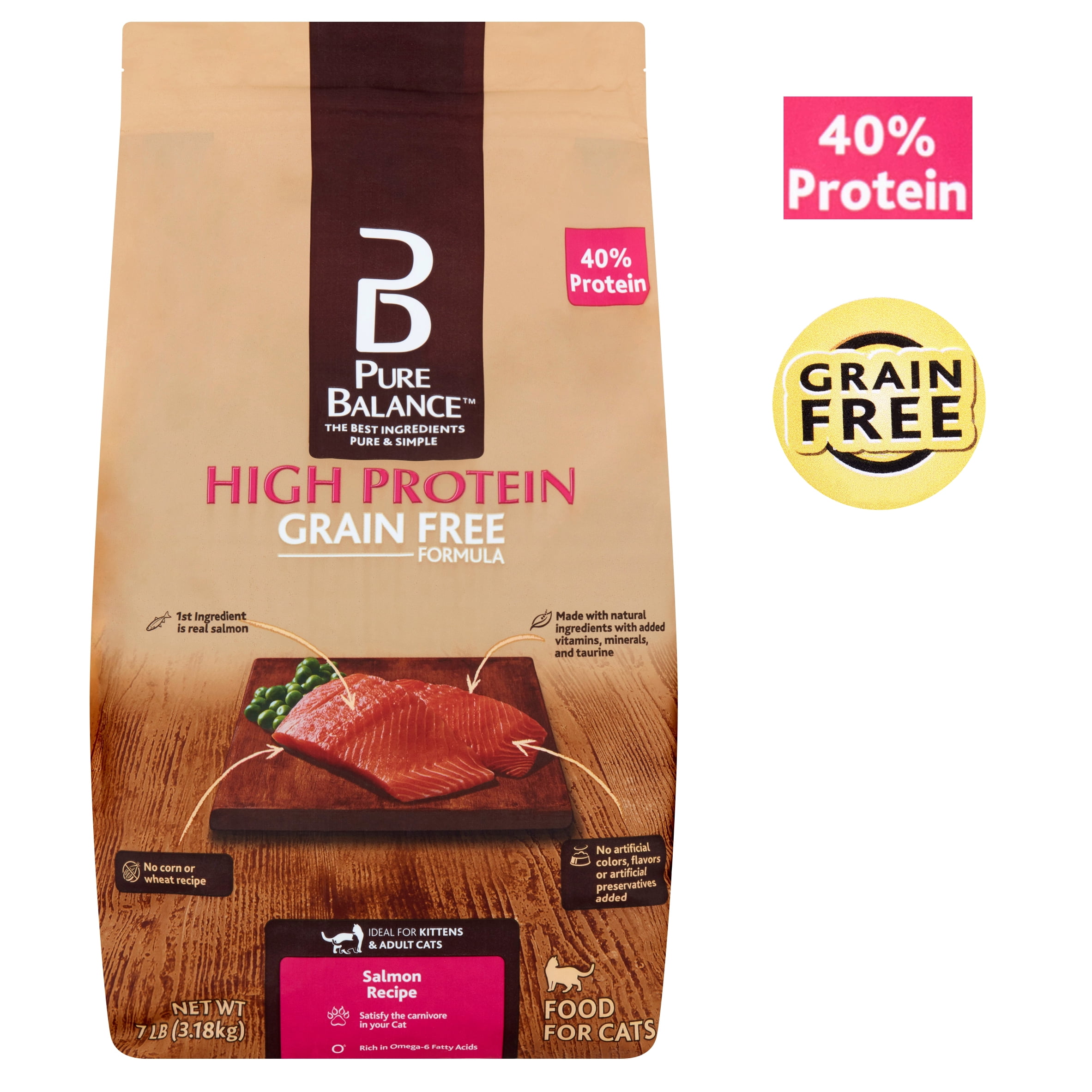 Pure Balance High Protein Grain Free Formula Salmon Recipe Food for Cats 7 lb