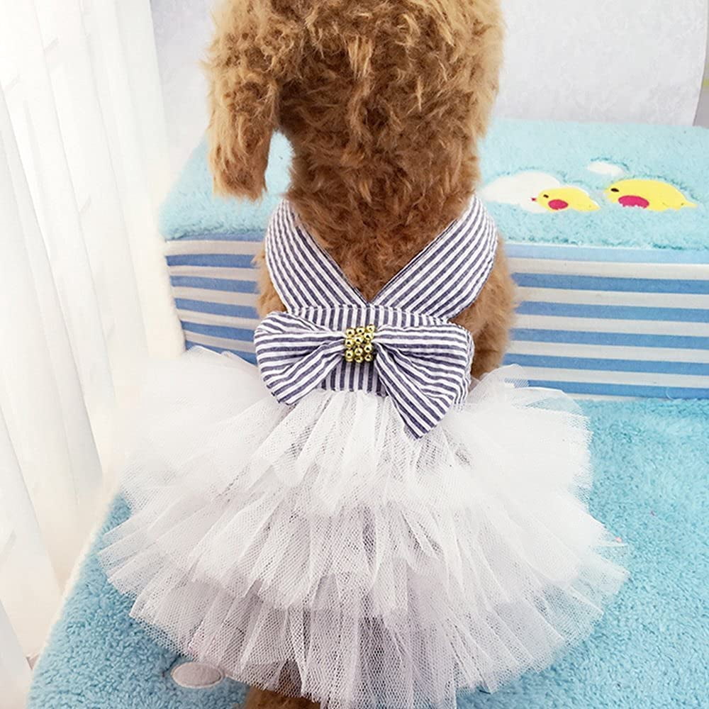 XiHAMA Dog Dresses, Fashion Pet Dog Clothes, Striped Mesh Puppy Dogs Princess Dresses