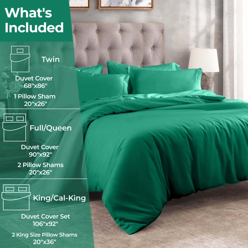 Superior Egyptian Cotton 400 TC Duvet Cover Set, King/ California King, Green
