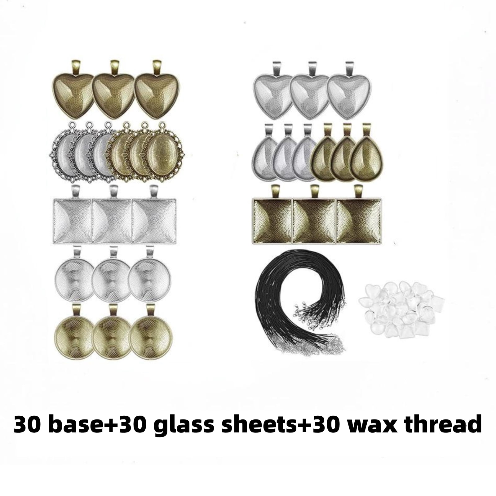 342Pcs Necklace Making Kit Adult,Pendant Trays Set for Jewelry Making with Glass with Fine Storage Pouch, Cabochons, 60ft Jewelry Chain 6 Color Plated Metal, Open Jump Rings, Lobster Clasps