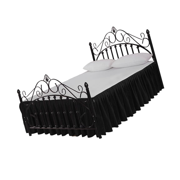EXHUMKY Black Ruffled Bed Skirt Full Size, Elegant Design with Soft Texture for Bedroom Comfort and Complete Bed Coverage